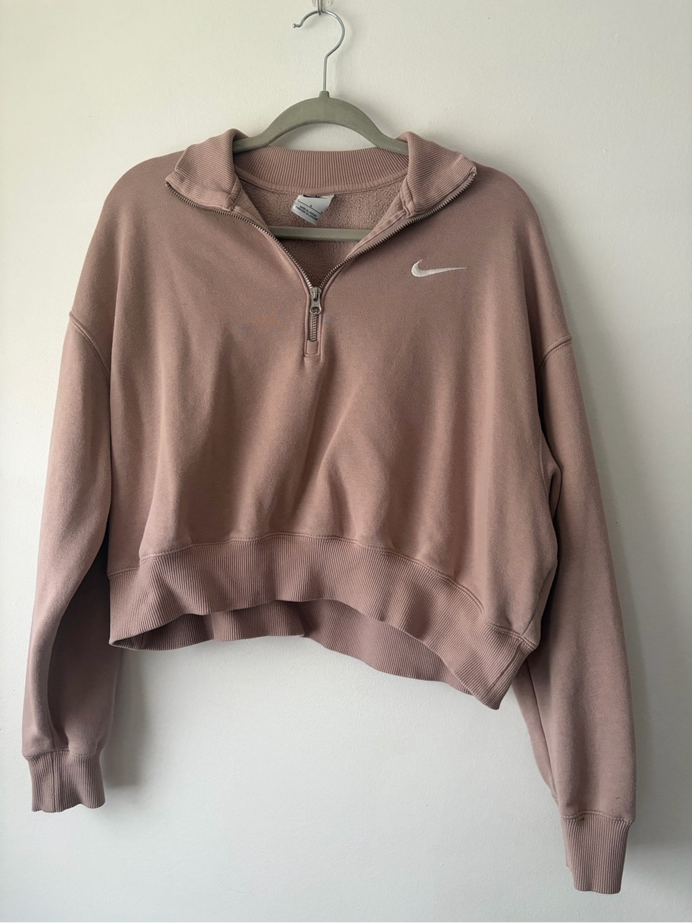 Nike Women’s Cropped Quarter-Zip Sweatshirt - Dusty Rose Pink